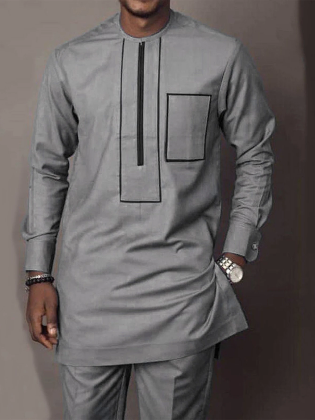 Костюм в африканском стиле мужской из двух предметов топ с длинными рукавами