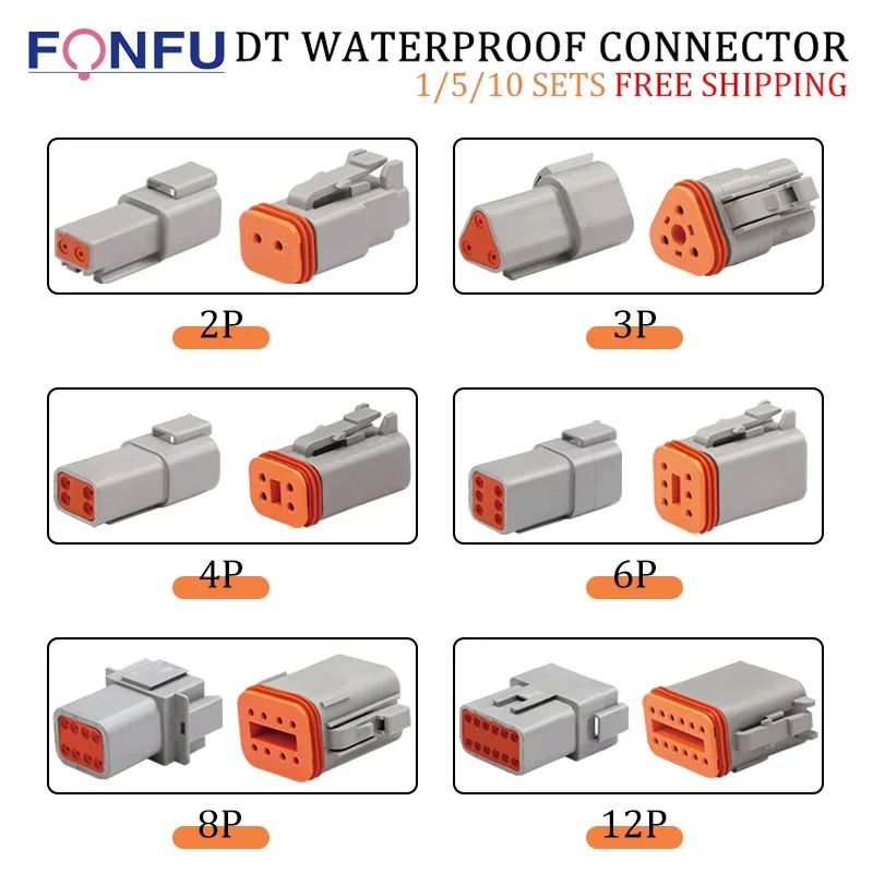 1/5/10 комплектов Deutsch DT разъем DT06-2S/DT04-2P 2P 3P 4P 6P 8P 12P водонепроницаемая электрическая
