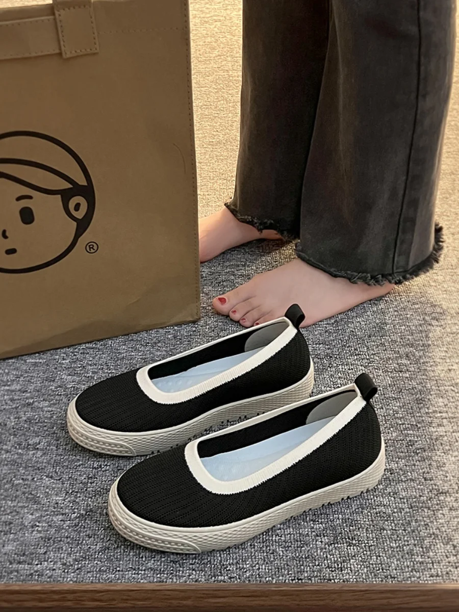 

Slip On Shoes For Women Soft Shallow Mouth Round Toe Casual Female Sneakers Flats Clogs Platform Slip-on New Summer Dress Breath