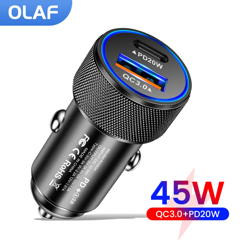 

Автомобильное зарядное устройство USB Type-C PD QC3.0, автомобильное зарядное устройство для телефона, адаптер для iphone, Xiaomi, Samsung, Huawei, быстрая заряд...