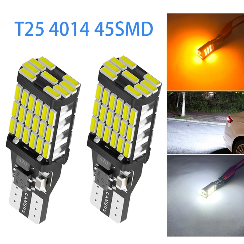 

2Pcs Turn Signal Bulbs T15 45SMD LED W16W Bulbs Canbus OBC Error Free LED Backup Light 921 912 Car Reverse Lamp Xenon White DC12