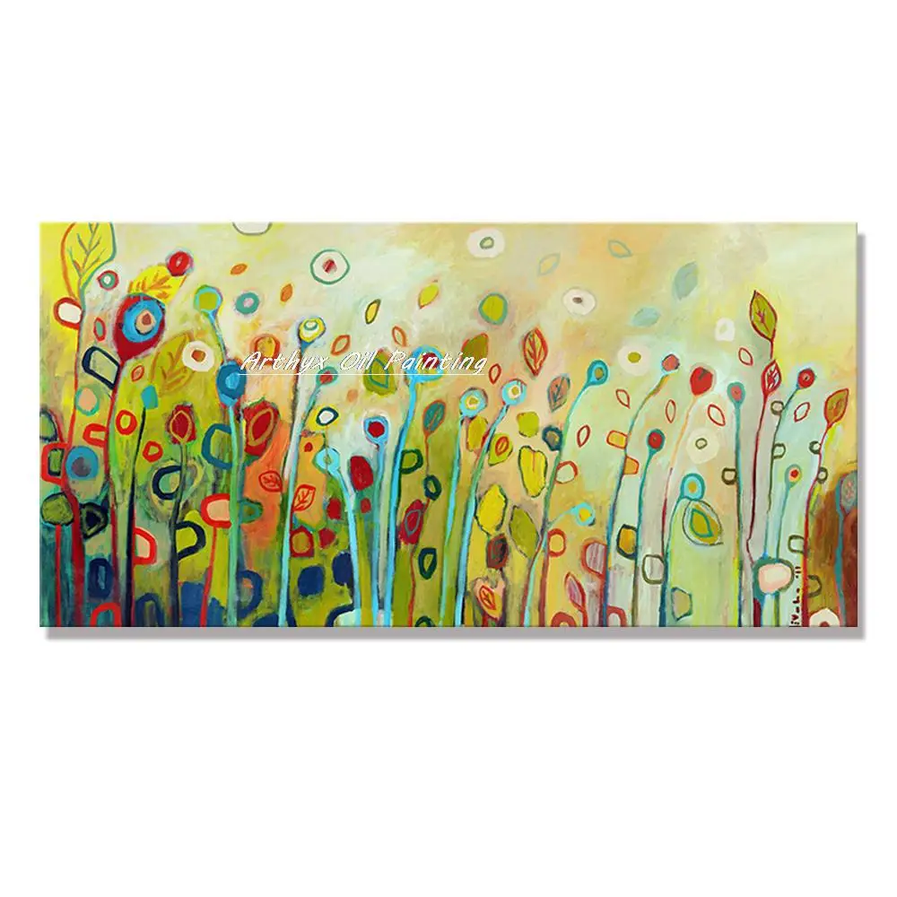 

Arthyx Large Size Hand Painted Abstract Flowers Oil Painting On Canvas Modern Wall Art Pictures For Living Room Hotel Decoration