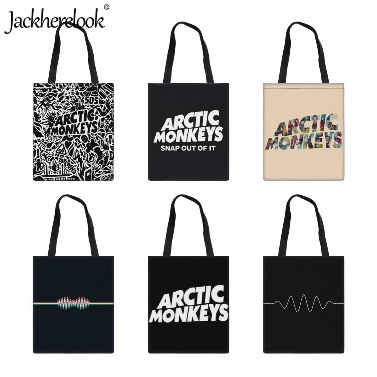 

Jackherelook Arctic Monkeys Sound Wave Rock Band Shopping Bag Eco Friendly Canvas Bag Women Shoulder Bag Classic Beach Tote Bag