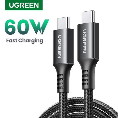 Кабель UGREEN, 60 Вт, 100 Вт, USB Type C на USB C, кабель для быстрой зарядки для Macbook, iPad, Samsung, Xiaomi, шнур для быстрой зарядки USB Type C, 60 Вт, 100 Вт