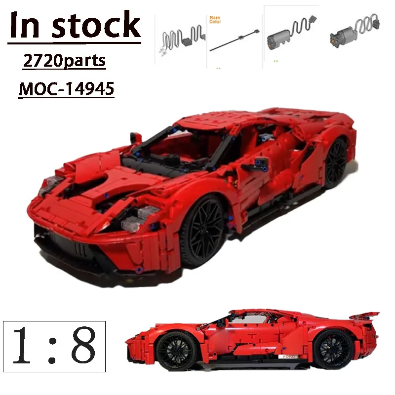 

New MOC-149456 Super GT1:8 RC Sports Car Assembly Building Block Model • 2720 Parts Adult Kids Birthday Toy Present