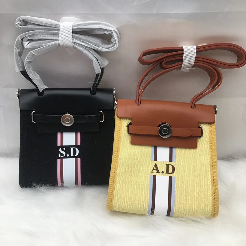 

Пользовательские монограммные полосатые джутовые сумки-шопперы, персонализированные мини-сумки-тоуты на плечо в полоску для гонок с губно...