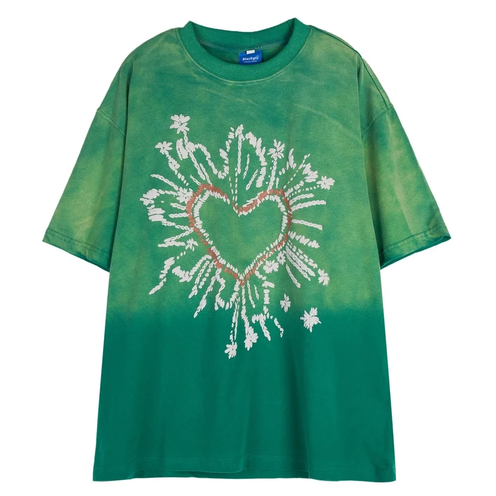 

Футболка мужская оверсайз с принтом, уличная одежда в стиле хип-хоп, футболка с принтом граффити и сердец, с коротким рукавом в стиле Харадзю...