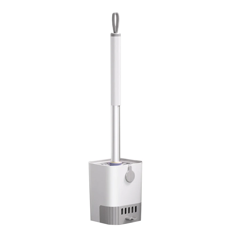 

Hair Brush Toilet Brushes with Holder Set Wall-Mounted Long Handled Toilet Cleaning Brush Modern Hygienic Bathroom White