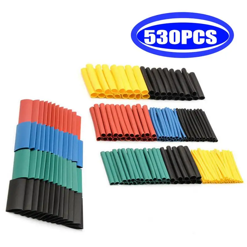 

530Pcs Heat shrink tube kit Insulation Sleeving Polyolefin Shrinking Assorted Heat Shrink Tubing Wire Cable