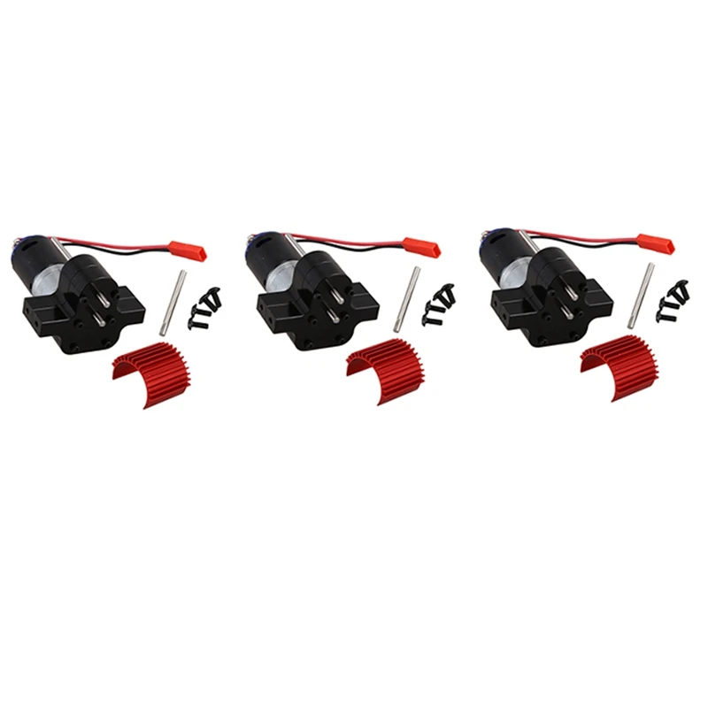 

3X 370 Brushed Motor+Alloy Heat Sink Gear Box Set With Steel Gears For WPL Henglong C14 C24 B14 B24 B16 B36 4X4 6X6