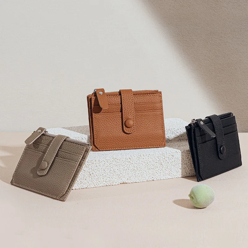 2024 ультратонкая сумка из натуральной кожи корейский мини-кошелек на молнии с