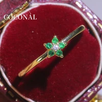 coconal fashion gold color copper green zircon for women ring wedding crystal jewelry personality creative girl birthday gifts