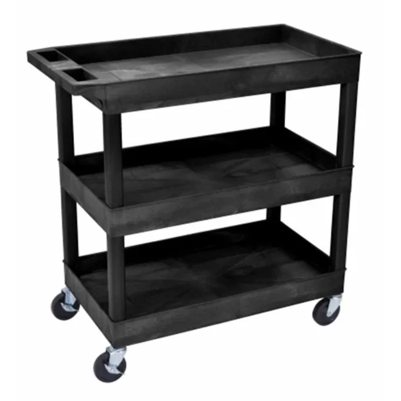 

Luxor EC111-B 32" X 18" 3 Tub Shelf Utility Cart, Black Wagon Cart Hand Cart Beach Wagon Carrito