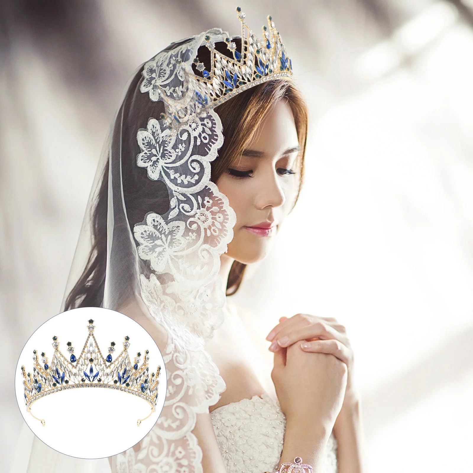 

Bridal Crown Hair Jewelry Accessories Delicate Crowns Women Tiara Wedding Bride Vintage Rhinestone Headdress