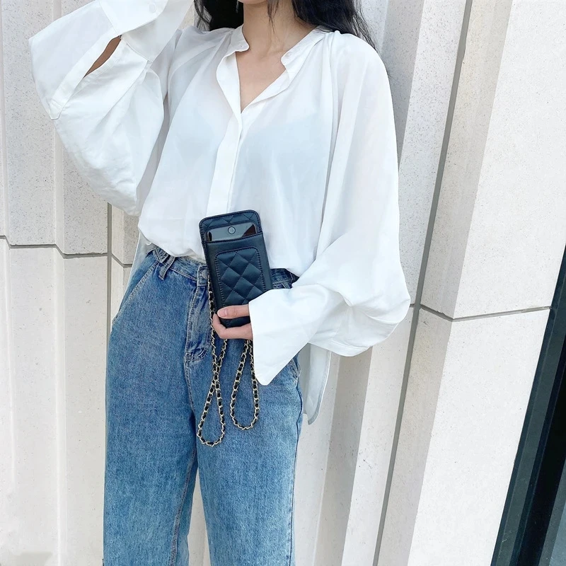 100% Genuine Leather Phone Bag Trendy Brand New Handbag Rhombus Cowhide Multi-Functional Mini Crossbody Shoulder Bag Wallet Gift