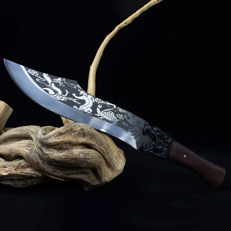 

11-дюймовый нож для измельчения древесины ручной работы, кованый острый Длинный топор, большая костяная нарезка, кухонный нож Longquan, инструме...
