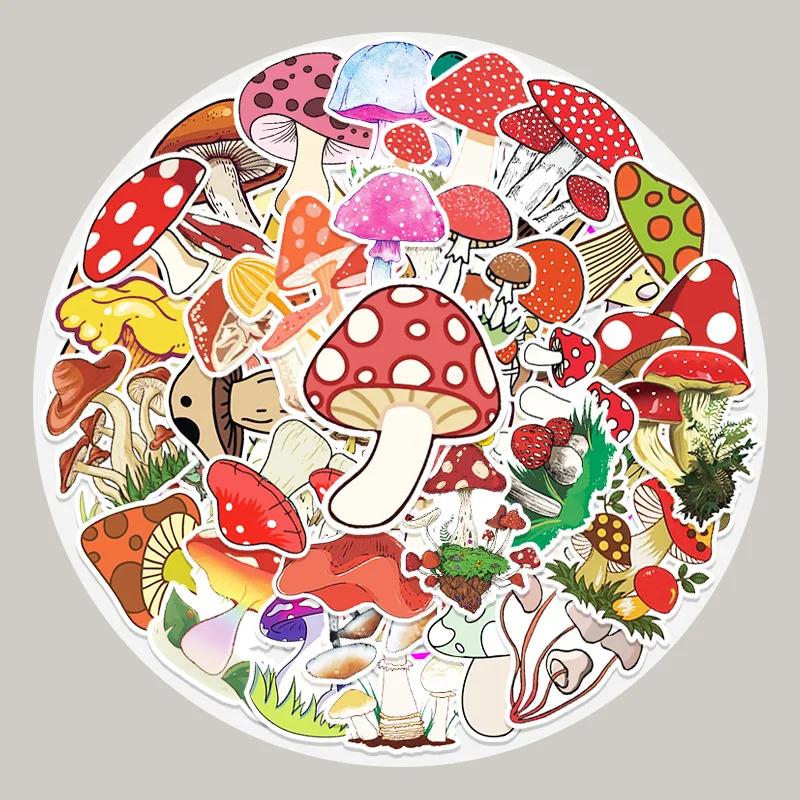 

50 Non-Infringement Mushroom Graffiti Stickers Skateboard Water Cup Luggage Stickers Moto Scrapbooking DIY Lable Kawaii Deco