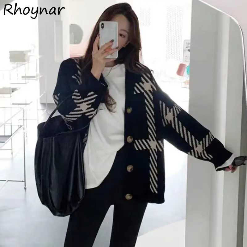 

Cardigans Women Loose New Ulzzang Simple Casual All-match Schoolgirls Chic Young Fashion BF Knitted Sweaters Lazy College Autumn