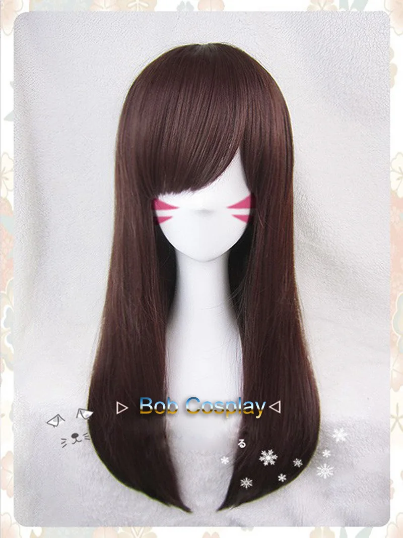 

High Quality D.Va Cosplay Wig O W 0verwatch Game Costume Wigs Halloween Costumes Hair + Wig Cap