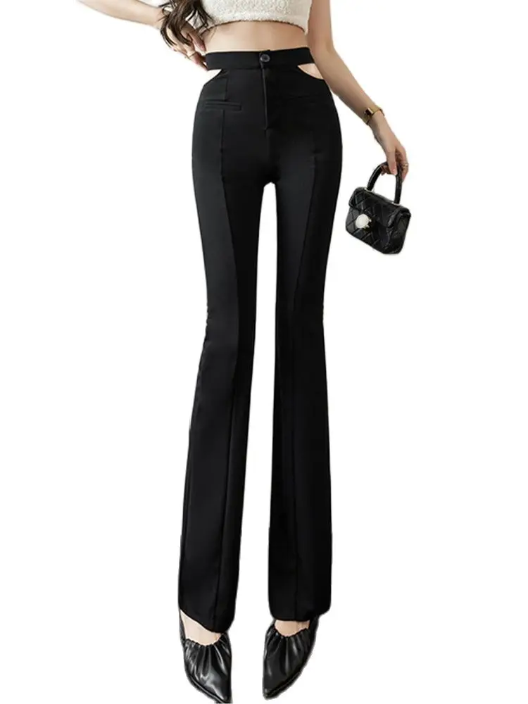 

Make the new side drape hollow out Lou han edition micro speakers since the waist waist fashion sexy show thin trousers