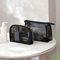 5 styles women mesh cosmetic bags black zipper pouch for travel storage bags toiletry bags makeup pouch