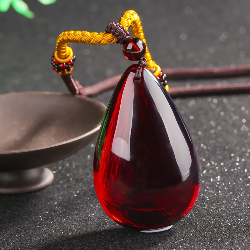 

Natural Multi-style Burgundy Pendant Necklace Charm Jewellery Women's Hand-Carved Pendant for Women Men Fashion Accessories