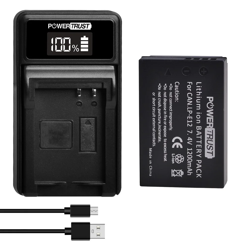 

LP-E12 Battery Pack and Rapid USB Charger for Canon EOS M M2 M10 M50,M50 Mark II,M100 M200,Rebel SL1,PowerShot SX70 HS Cameras