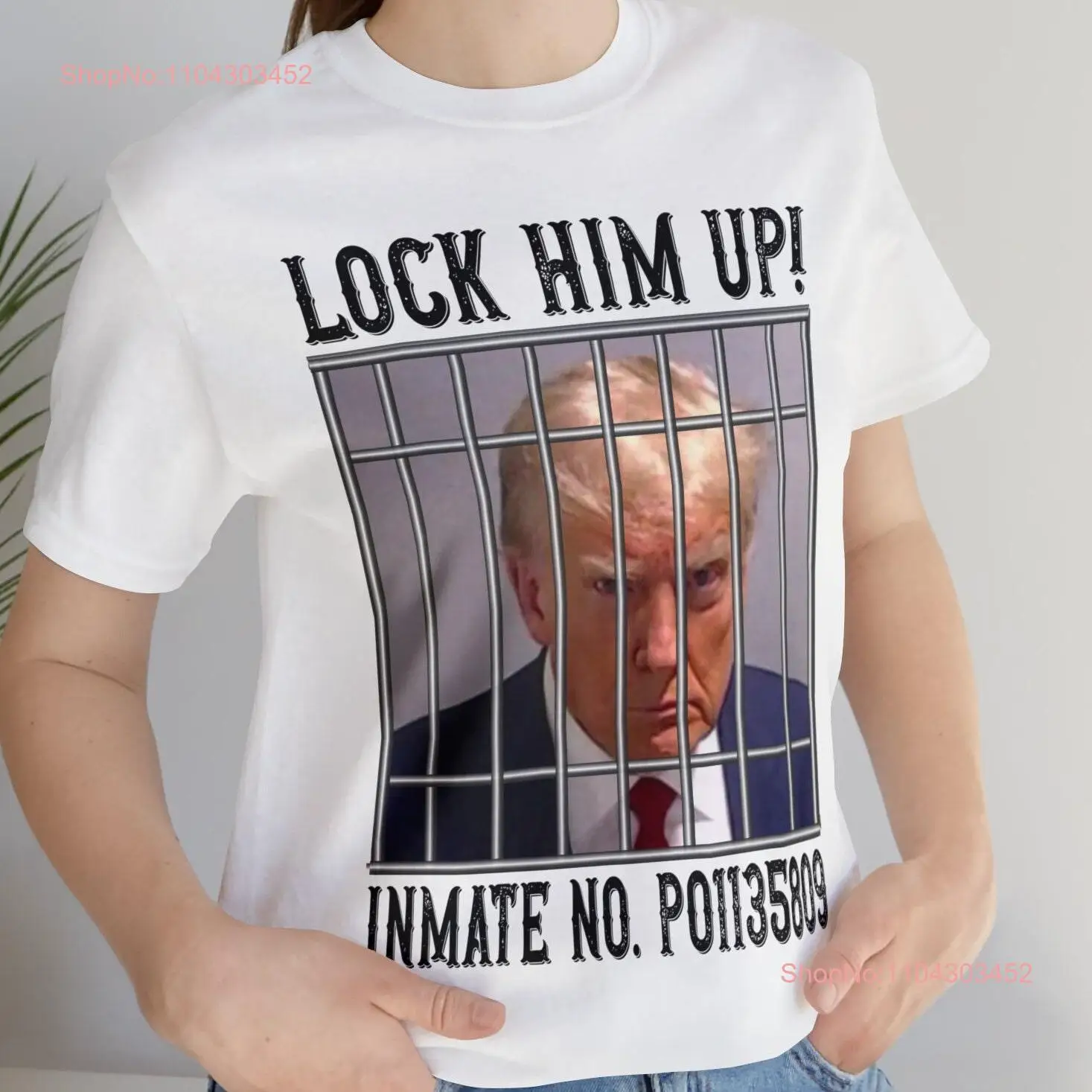 Футболка Lock Him Up Trump MugshoT Defendant IndictmenT Rico с длинными или короткими рукавами