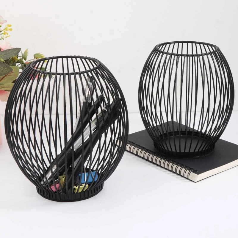 

Metal Pen Cup Hollow-out Iron Wire Makeup Brush Stoarge Holder Office Desk Organizer for Bedroom Vanity Countertop E8BE