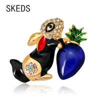 skeds crystal cute cartoon rabbit carrot brooches pins for women kids sweet exquisite enamel animal brooch pin holiday gift
