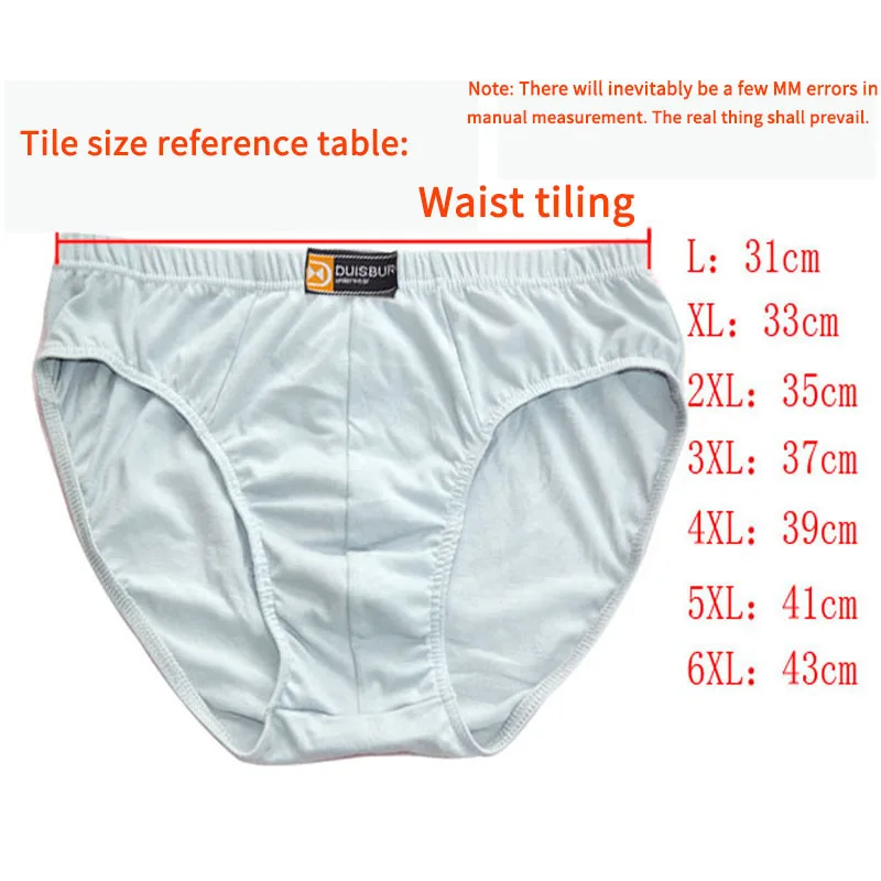 6Pcs Men's Underwear Briefs Cotton Waist Underwear Loose Plus Size Fat Youth Breathable Underpants.