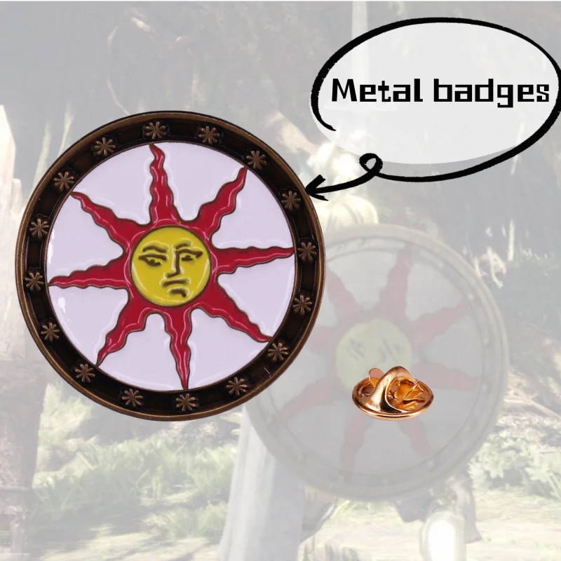 Фото Новый DARK SOULS Solaire of Astora Sunlight Shield игровая периферия двумерный персонализированный металлический значок креативная брошь в подарок №1