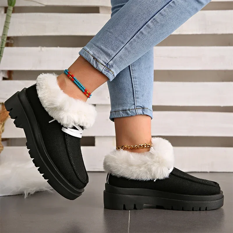 Женские ботинки на плоской подошве платформе теплая прогулочная зимняя обувь