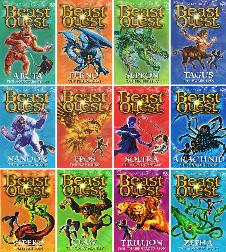 12 Books English Beast Quest 1-2 Novel Adventure Chapter Bridge Reading Picture Story Fiction Kids Children Education Gift