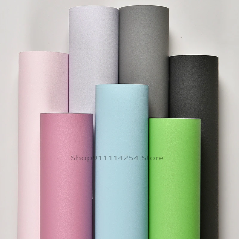 

Solid Matte Vinyl Self-adhesive Wallpaper DIY Waterproof Wall Stickers Home Decor Living Room Adhesive Film Kitchen Door Poster