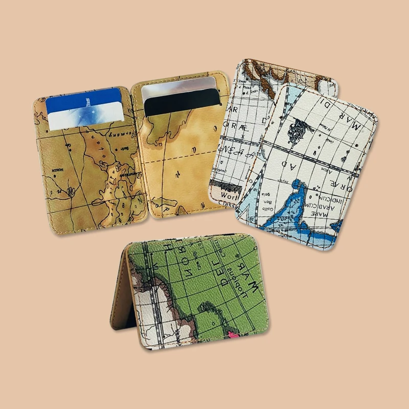 

Новая Корейская версия короткого бумажника с рисунком карты, волшебная сумка, сумка для банковских карт, тонкий мини-кошелек для монет