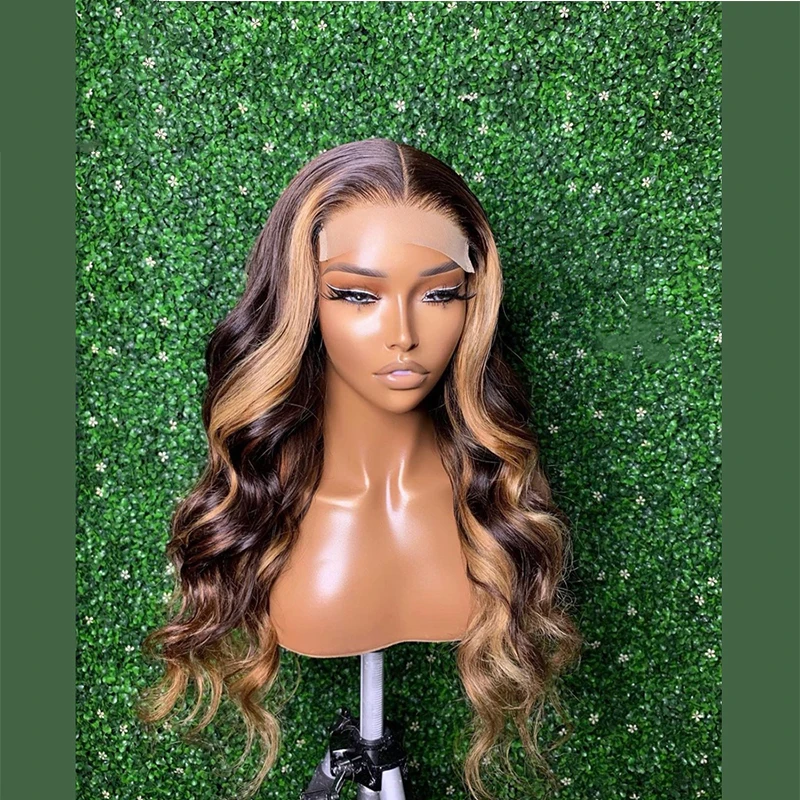 

Ombre Honey Blonde Hair Jewish Wig European Hair Highlights Lace Front Wig Wave Swiss Lace Kosher Sheitel Wigs For Women