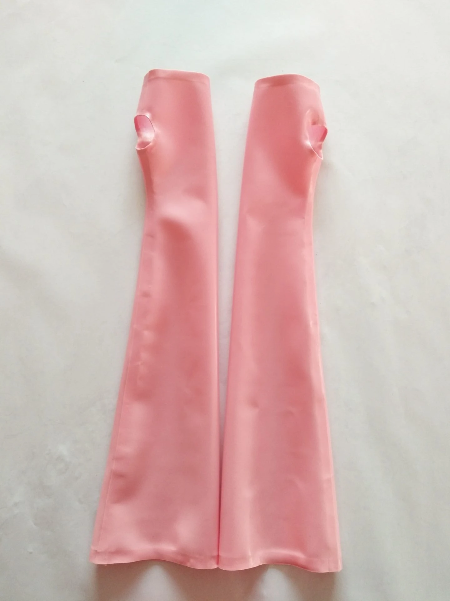 Латексные 100% резиновые перчатки с пятью пальцами светло-розовые ручные длинные