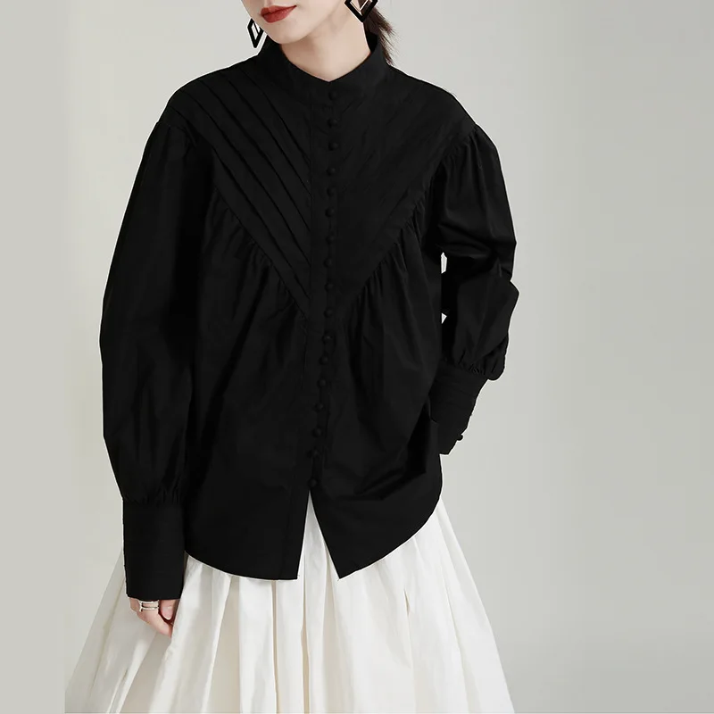 

Уличная одежда в японском стиле с длинным рукавом и воротником-стойкой, черная однобортная Повседневная рубашка, топы для мужчин и женщин в стиле хип-хоп, модель 2513