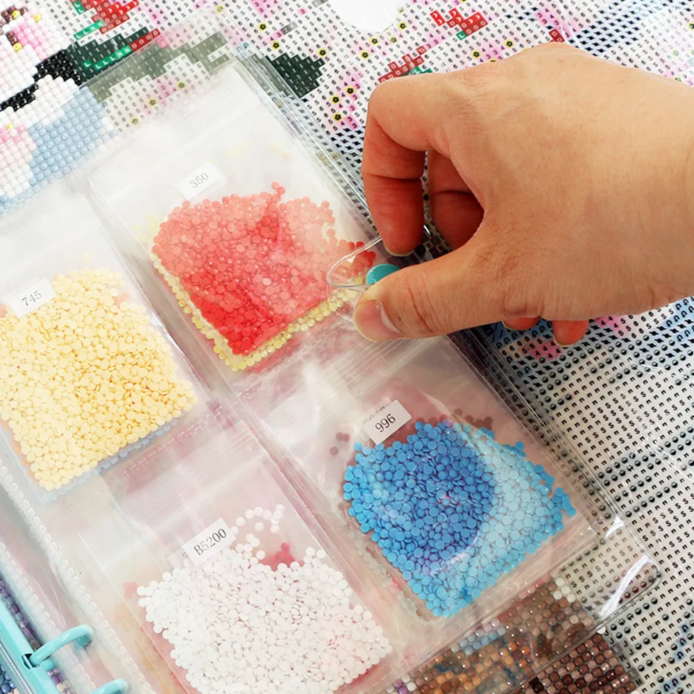 

DIY Diamond Painting Tool Storage Book Set A5 Binder with Pockets, Self Sealing Plastic Bags, 447 Color Number Stickers