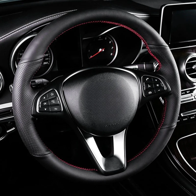 

Чехол рулевого колеса автомобиля Черная Плетеная кожа из микрофибры для Mercedes-Benz C180 C200 W205 C300 B200 автомобильные аксессуары для интерьера