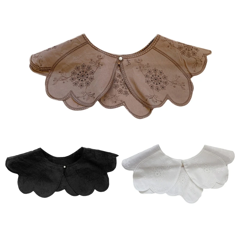 

MXMB Cotton Fabric Neckline Detachable Fake Collar DIY Breathable Scarf Around Neck Flower Sweet Hollow Comfortable Patch
