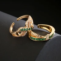 2022 design style classic copper plated gold color aaa zircon geometric opening adjustment ring for women jewelry