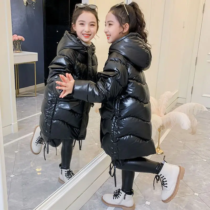 

Детское длинное пуховое пальто с капюшоном, на возраст 5-12 лет