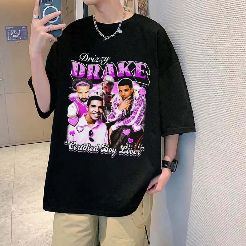 

Rapper Drake Drizzy T Shirt Certified Lover Boy Printed T Shirts Men Women Fashion Hip Hop Oversized T-shirts Streetwear Tees