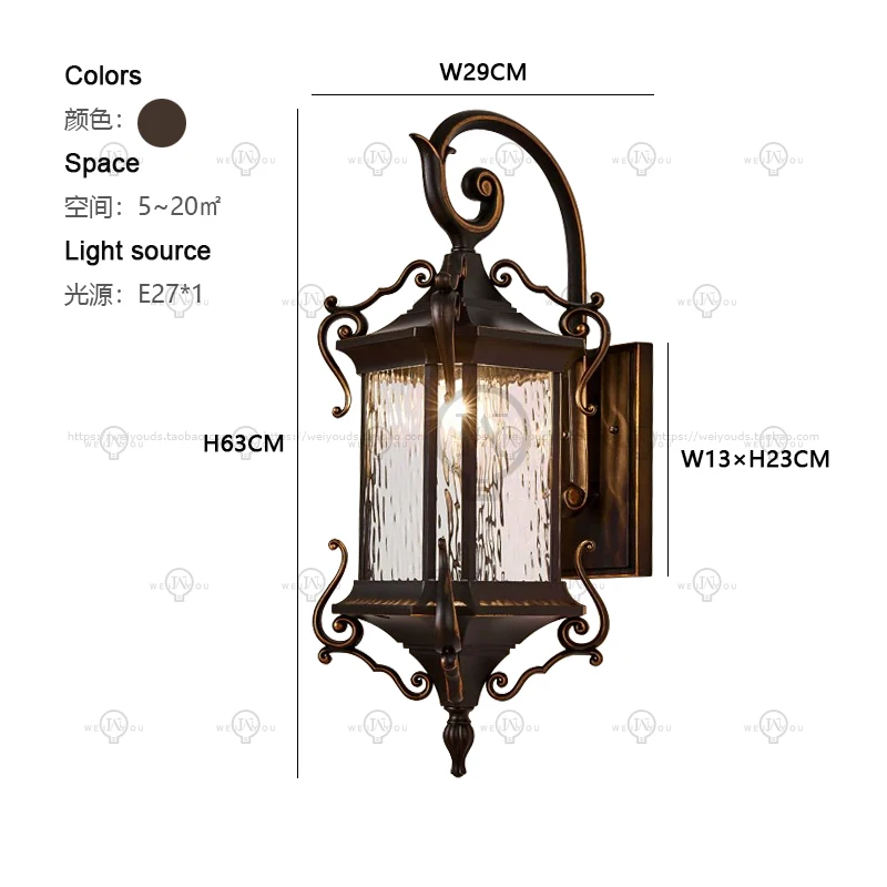 

Алюминиевые уличные настенные фонари, водонепроницаемые, IP65, европейский ретро-свет, садовый, крыльцо, патио, настенный светильник, дом, вилла, светодиодный уличный светильник