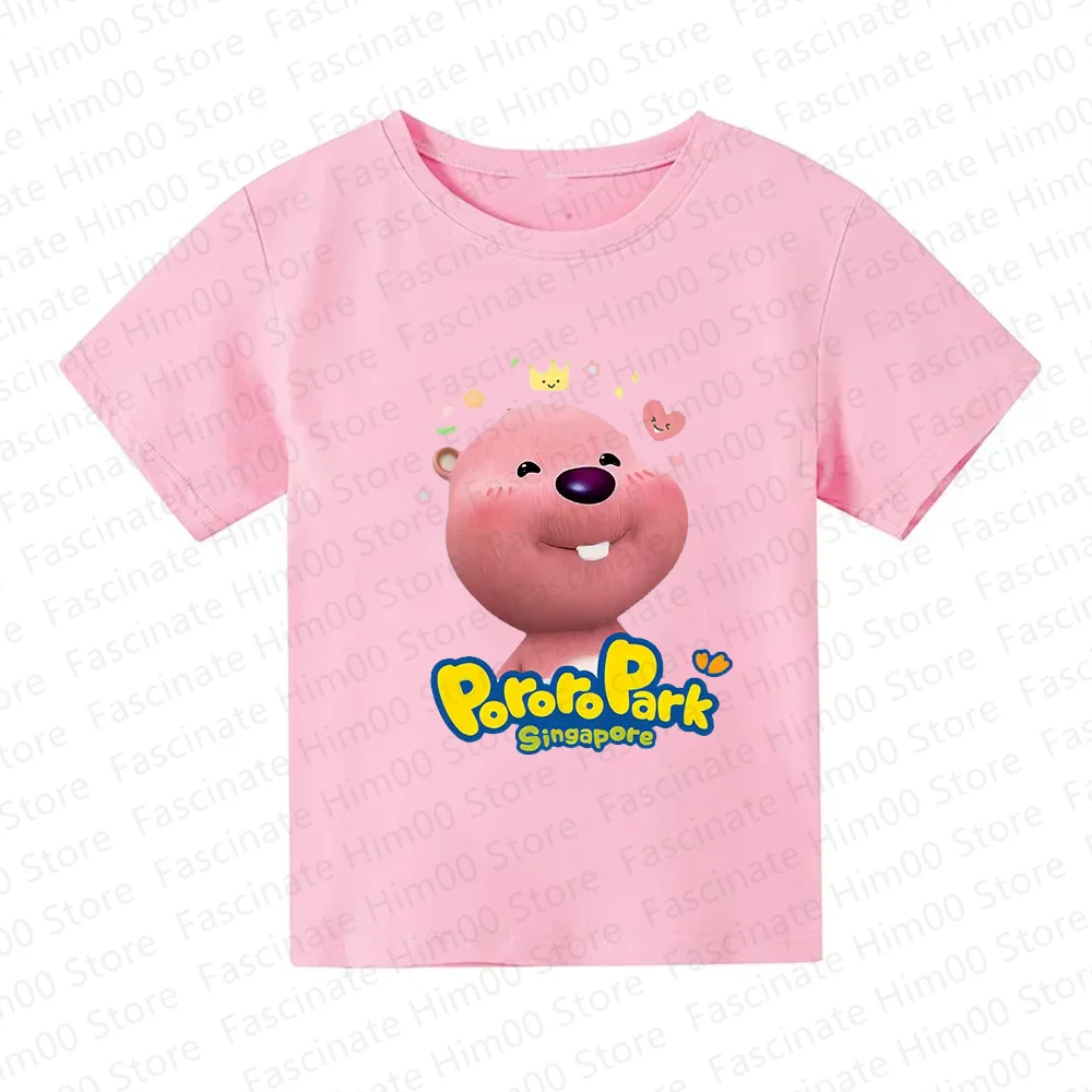Pororo Park 2024 хлопковая футболка с короткими рукавами повседневный стиль принт
