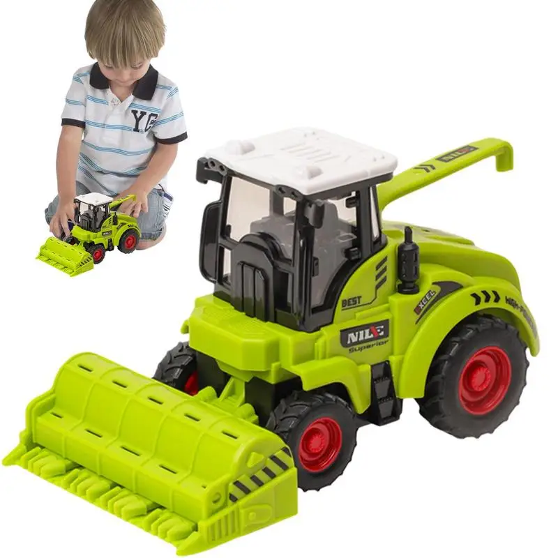 Cartoon Tractor Truck Toy Inertia Engineering Vehicle Simulated Harvester Children Boy Pull-back Toy Gift Farm Harvester Toy