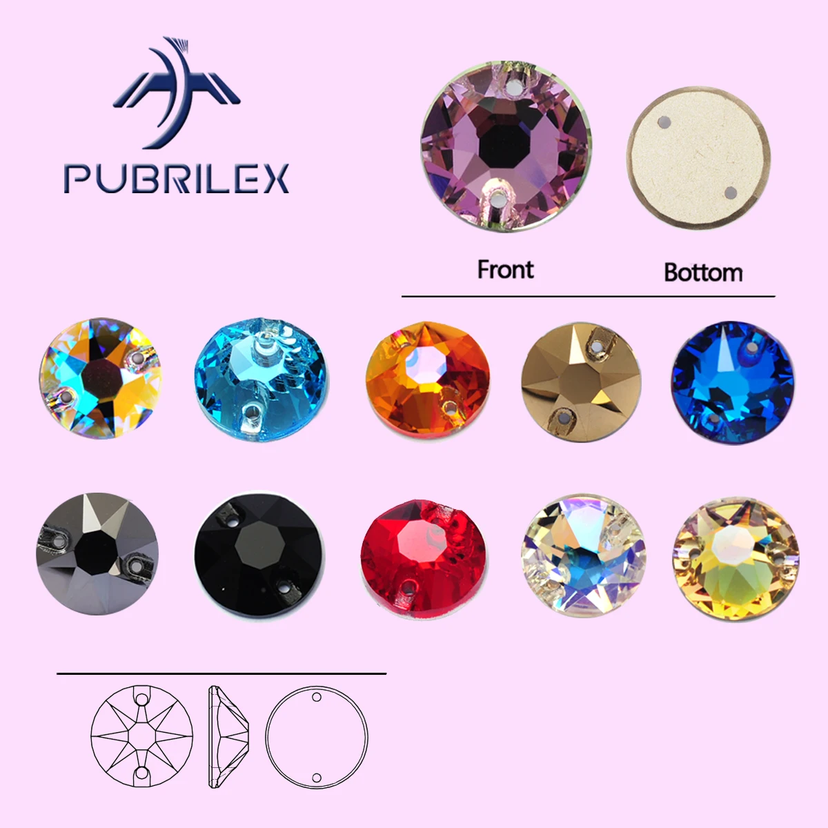 Фото PUBRILEX K9 Стразы с кромками XIRIUS Пришивные стразы с плоской задней частью для одежды Сумки для одежды Стеклянные швейные камни №2