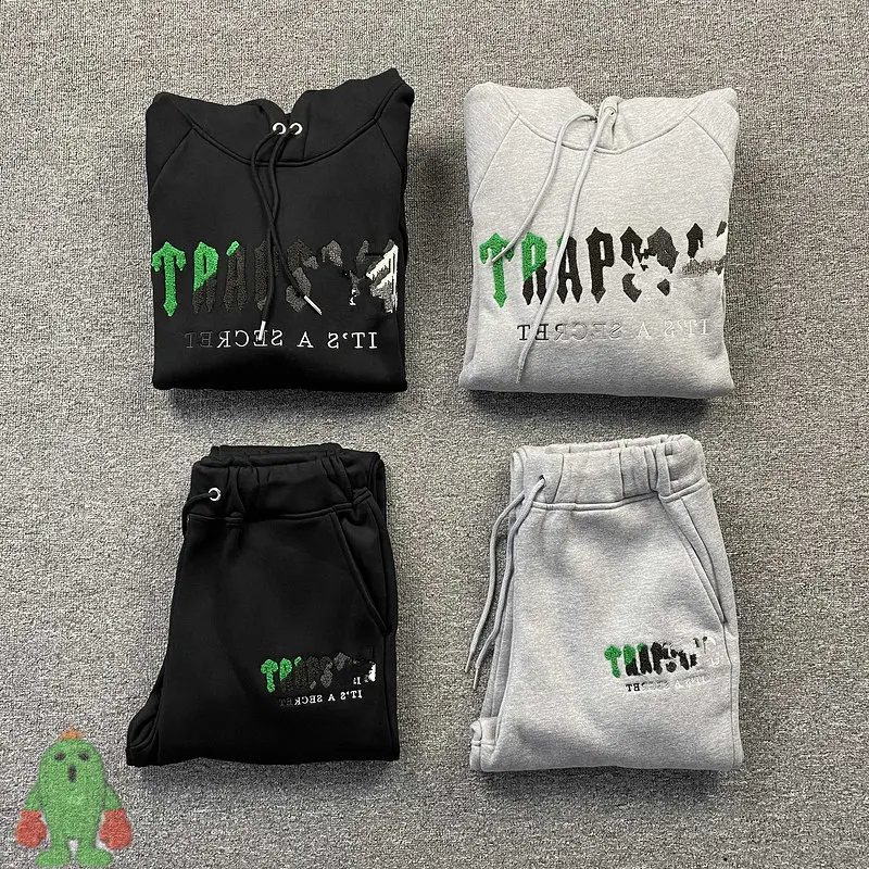 

Green Gradient Towel Embroidery Trap Star Hoodies Sweatshirts Hiphop Street Men's Clothes Hooded Hoody